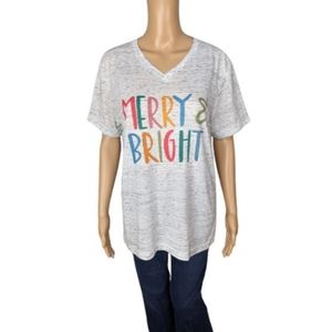 Bella Canvas Merry & Bright V-Neck T-Shirt M